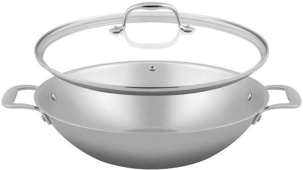 Sola Wokpan met deksel Green Cooking Triply RVS ø 32 cm - geschikt voor alle warmtebronnen - zonder anti-aanbaklaag