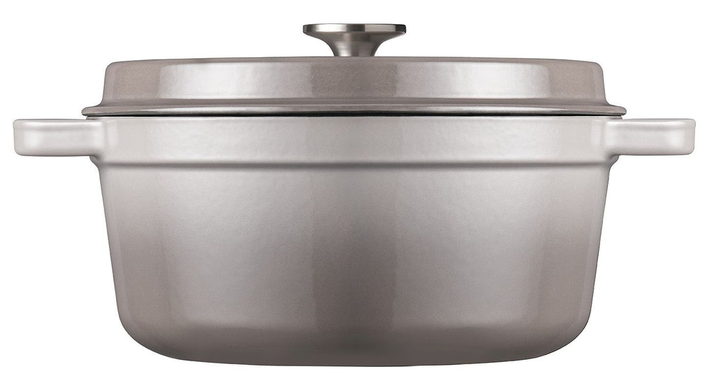 Sola Braadpan met deksel Gietijzer - Grijs - ø 24 cm / 3.2 Liter - geëmailleerde anti-aanbaklaag