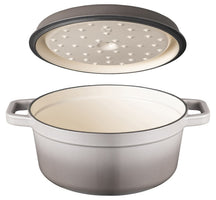 Sola Braadpan met deksel Gietijzer - Grijs - ø 24 cm / 3.2 Liter - geëmailleerde anti-aanbaklaag