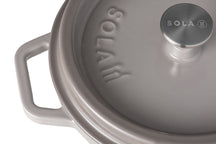 Sola Braadpan met deksel Gietijzer - Grijs - ø 24 cm / 3.2 Liter - geëmailleerde anti-aanbaklaag