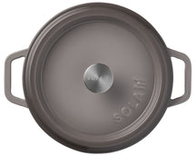 Sola Braadpan met deksel Gietijzer - Grijs - ø 24 cm / 3.2 Liter - geëmailleerde anti-aanbaklaag