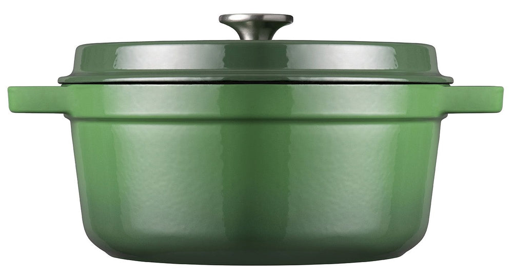 Sola Braadpan met deksel Gietijzer - Groen - ø 28 cm / 5 Liter - geëmailleerde anti-aanbaklaag