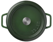 Sola Braadpan met deksel Gietijzer - Groen - ø 28 cm / 5 Liter - geëmailleerde anti-aanbaklaag
