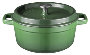 Sola Braadpan met deksel Gietijzer - Groen - ø 24 cm / 3.2 Liter - geëmailleerde anti-aanbaklaag