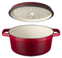 Sola Braadpan met deksel Gietijzer - Rood - ø 28 cm / 5 Liter - geëmailleerde anti-aanbaklaag