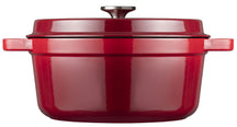 Sola Braadpan met deksel Gietijzer - Rood - ø 28 cm / 5 Liter - geëmailleerde anti-aanbaklaag