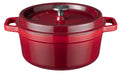 Sola Braadpan met deksel Gietijzer - Rood - ø 28 cm / 5 Liter - geëmailleerde anti-aanbaklaag
