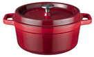 Sola Braadpan met deksel Gietijzer - Rood - ø 28 cm / 5 Liter - geëmailleerde anti-aanbaklaag