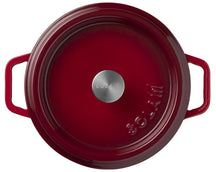 Sola Braadpan met deksel Gietijzer - Rood - ø 28 cm / 5 Liter - geëmailleerde anti-aanbaklaag