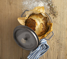 Sola Braadpan met deksel Gietijzer - Grijs - ø 24 cm / 3.2 Liter - geëmailleerde anti-aanbaklaag
