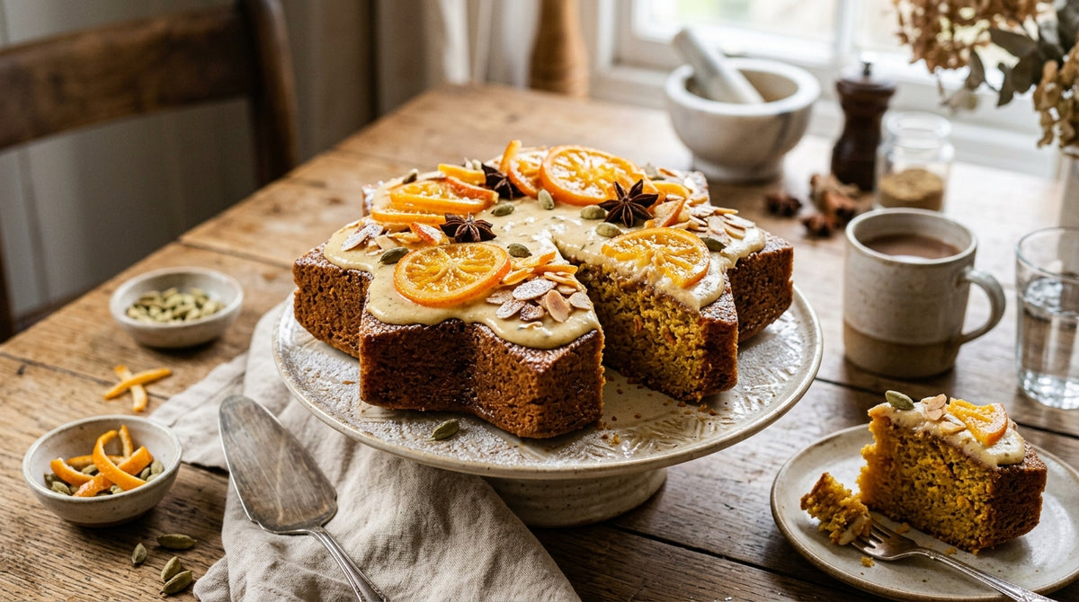 Een feestelijke cake die meteen de show steelt aan tafel.
