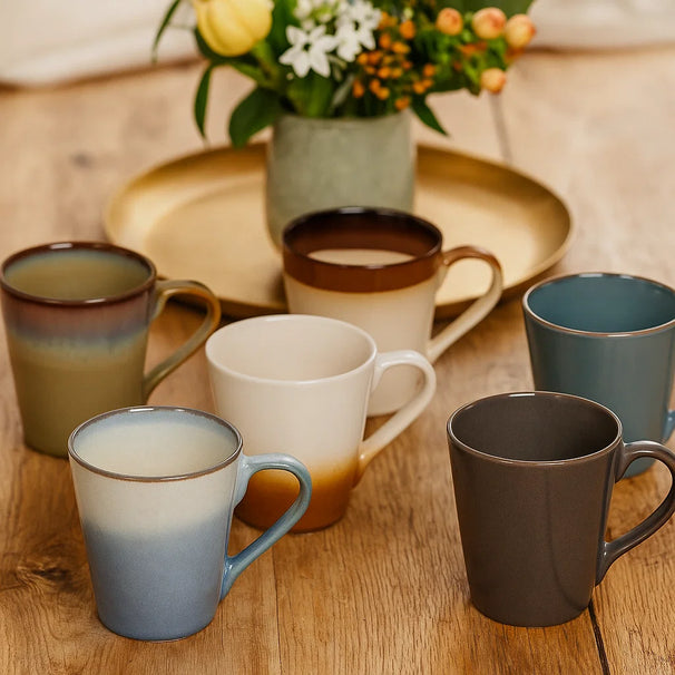 Studio Tavola Cappuccinokopjes - Koffiebekers met oor - Storm - 310 ml - 6 stuks