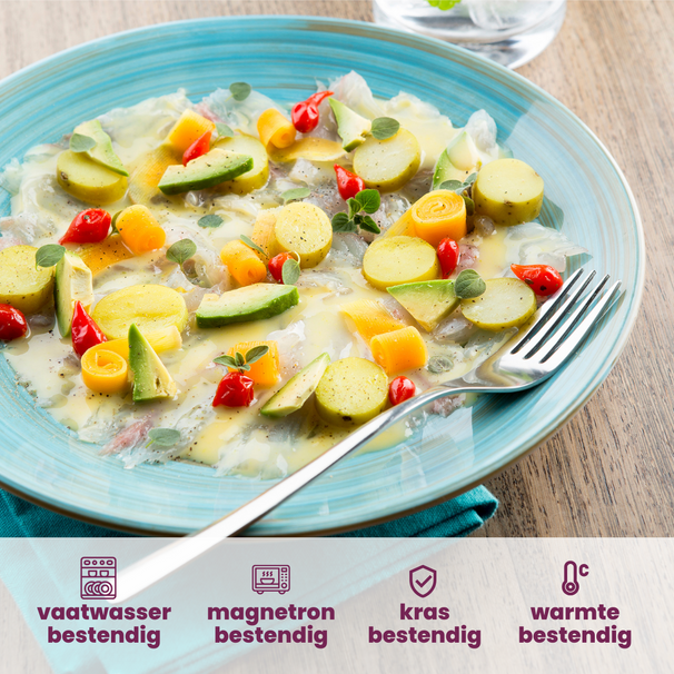 Cosy & Trendy Serviesset Turbolino - Blauw 24-delig / 6 personen - 6 dinerborden, 6 diepe borden, 6 ontbijtborden en 6 mokken