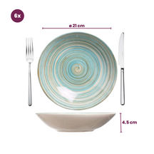 Cosy & Trendy Diepe Borden / Pastaborden Turbolino Blauw ø 21 cm - 6 stuks