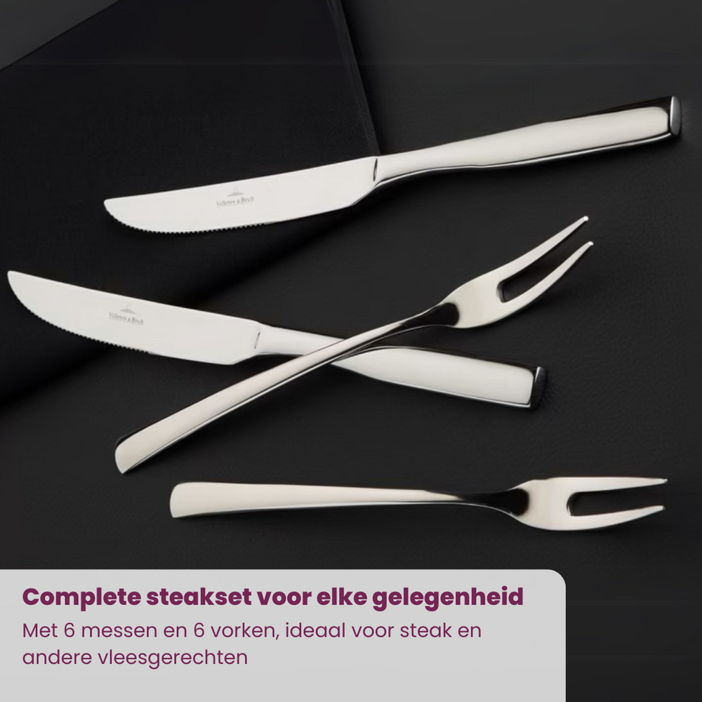 Villeroy & Boch Steakset Piemont -  18/10 RVS - 12-delig