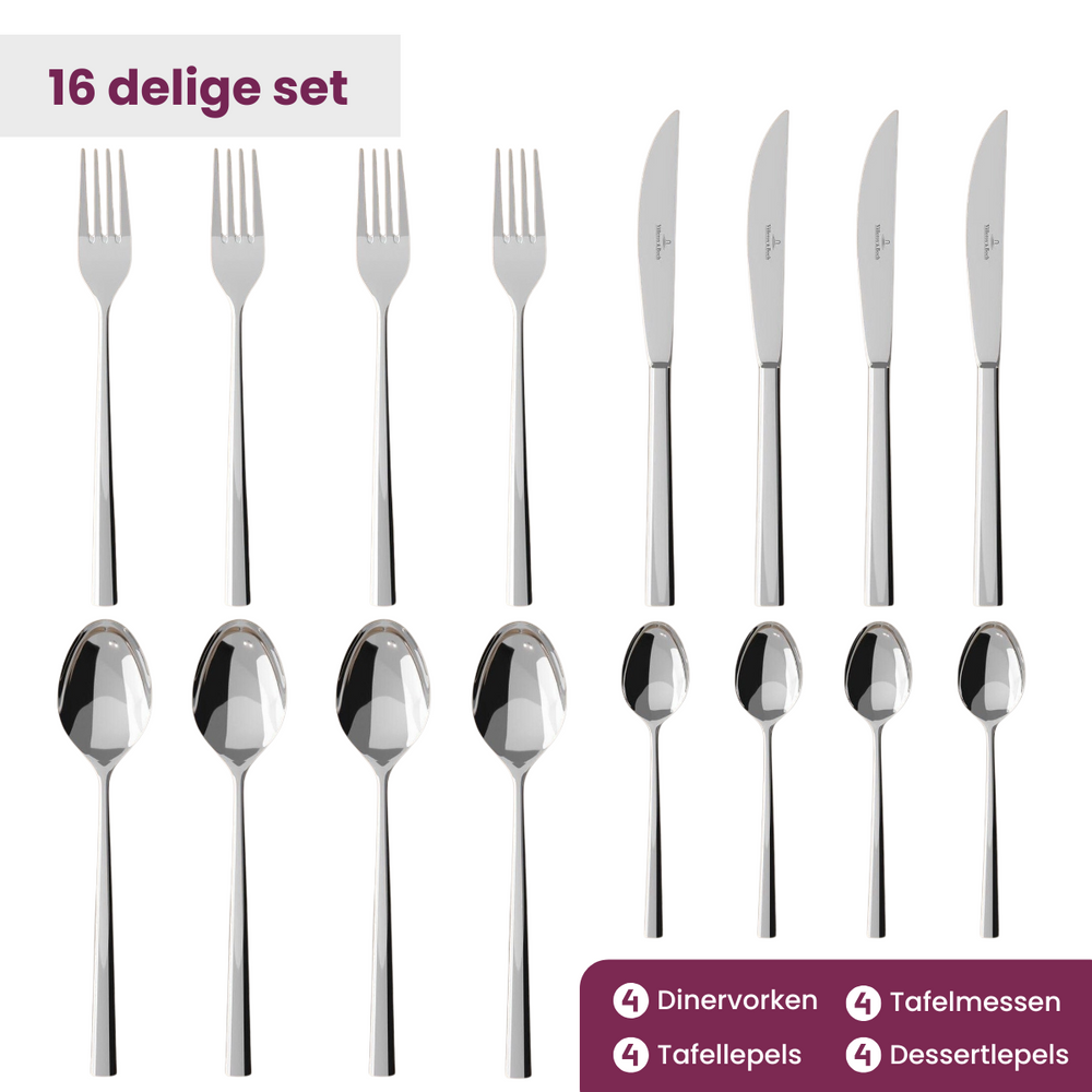 Villeroy & Boch Bestekset Piemont - 18/10 RVS - 16-delig / 4 personen