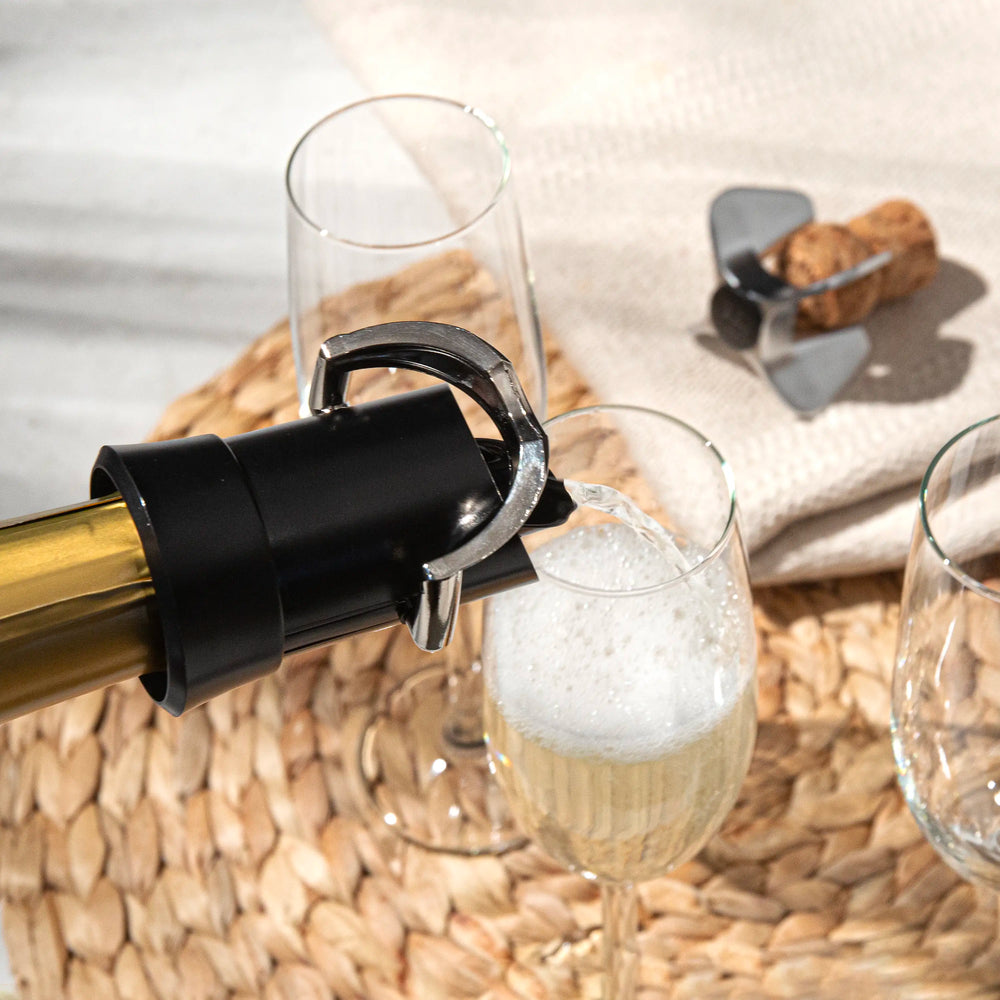 Vacu Vin Champagne Stopper en Schenker - Zwart
