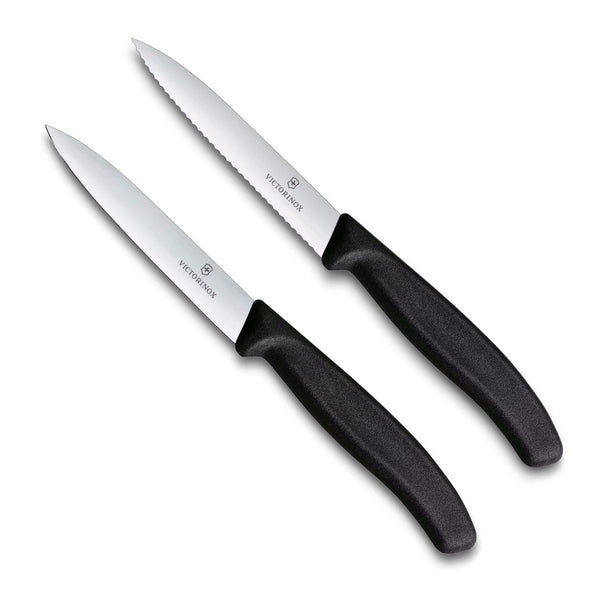 Victorinox Officemessenset Swiss Classic Zwart 2-delig - Gekarteld & Glad Officemes
