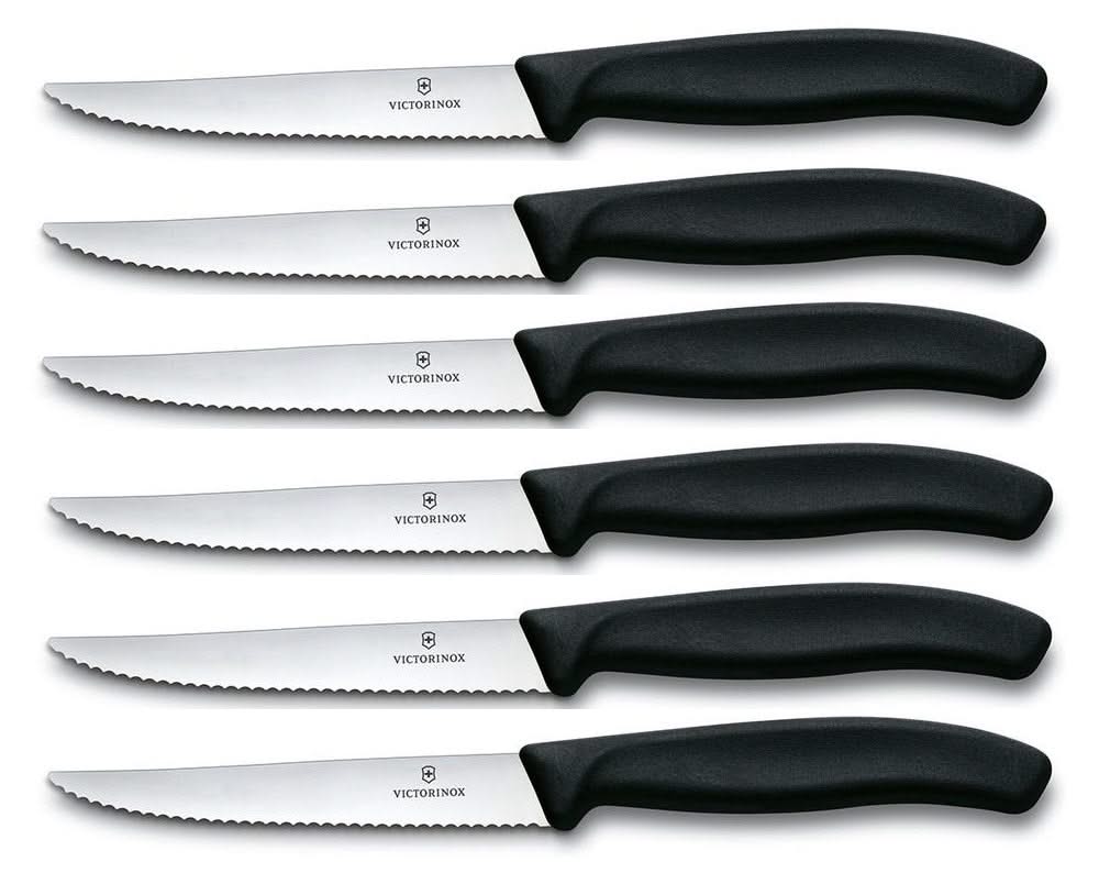Victorinox Steakmessen Gekarteld Swiss Classic Zwart - 6 stuks