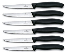 Victorinox Steakmessen Gekarteld Swiss Classic Zwart - 6 stuks