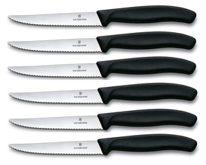 Victorinox Steakmessen Gekarteld Swiss Classic Zwart - 6 stuks