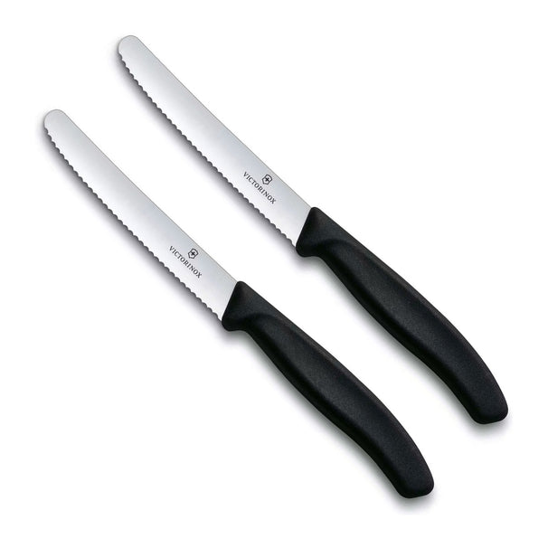 Victorinox Tomatenmesjes Gekarteld Swiss Classic Zwart - 11 cm - 2 stuks