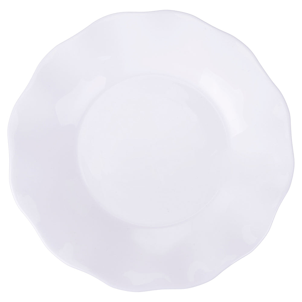 Villa d'Este Home Serviesset Scallop Wit Opaalglas 18-delig / 6 personen - 6 dinerborden, 6 ontbijtborden en 6 diepe borden