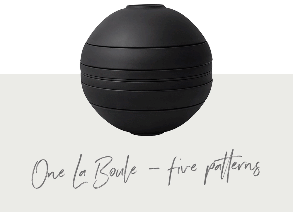 Villeroy & Boch Serviesset La Boule - Zwart / Wit 7-delig / 2 personen - 2x kom, 2x schaal, 2x universeel bord, 1x serveerschaal