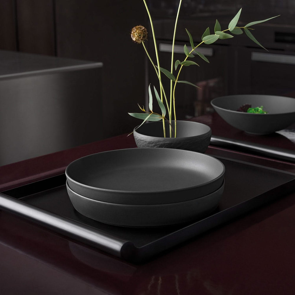 Villeroy & Boch Serviesset La Boule - Zwart 7-delig / 2 personen - 2x kom, 2x schaal, 2x universeel bord, 1x serveerschaal