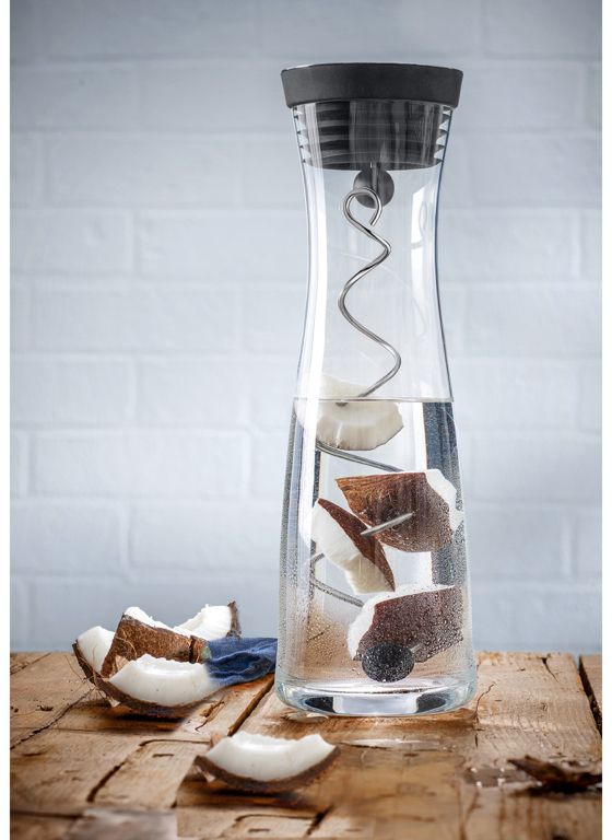 WMF Karaf / Waterkaraf - Basic - Drupvrij - Incl. Fruitfilter - Zwart / Zilver - 1.5 liter