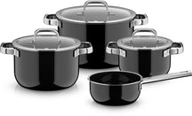 WMF Pannenset Fusiontec 2.0 Mineral Pro Zwart 4-delig - Kookpan ø 16, 20, 24 cm & Steelpan ø 16 cm