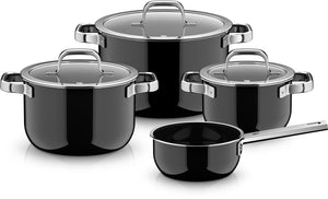 WMF Pannenset Fusiontec 2.0 Mineral Pro Zwart 4-delig - Kookpan ø 16, 20, 24 cm & Steelpan ø 16 cm