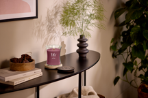 WoodWick Geurkaars Medium Dark Cherry - 11 cm / ø 10 cm - Geurkaars in Glas - Houten Lont