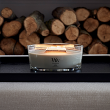 WoodWick Geurkaars Ellipse Fireside - 9 cm / 19 cm - Geurkaars in Glas - Houten Lont