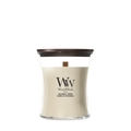 WoodWick Geurkaars Medium Patchouli Crème - 11 cm / ø 10 cm - Geurkaars in Glas - Houten Lont