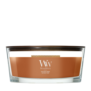 WoodWick Geurkaars Ellipse Saffron Smoke - 9 cm / 19 cm - Geurkaars in Glas - Houten Lont