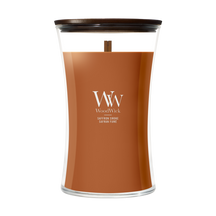 WoodWick Geurkaars Large Saffron Smoke - 18 cm / ø 10 cm - Geurkaars in Glas - Houten Lont