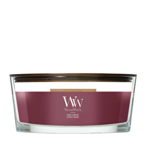 WoodWick Geurkaars Ellipse Dark Cherry - 9 cm / 19 cm - Geurkaars in Glas - Houten Lont