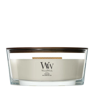 WoodWick Geurkaars Ellipse Fireside - 9 cm / 19 cm - Geurkaars in Glas - Houten Lont