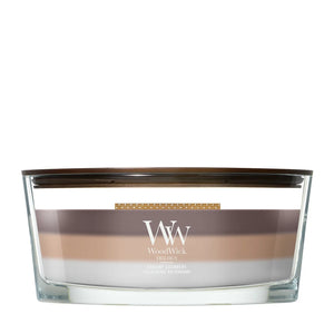 WoodWick Geurkaars Ellipse Trilogy Radiant Cashmere - 9 cm / 19 cm - Geurkaars in Glas - Houten Lont