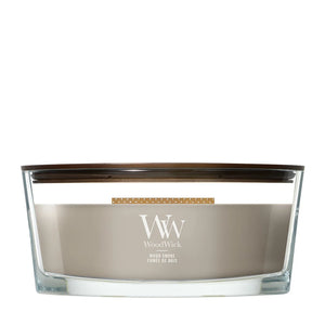 WoodWick Geurkaars Ellipse Wood Smoke - 9 cm / 19 cm - Geurkaars in Glas - Houten Lont