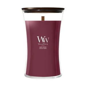 WoodWick Geurkaars Large Dark Cherry - 18 cm / ø 10 cm - Geurkaars in Glas - Houten Lont