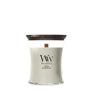 WoodWick Geurkaars Medium Fireside - 11 cm / ø 10 cm - Geurkaars in Glas - Houten Lont