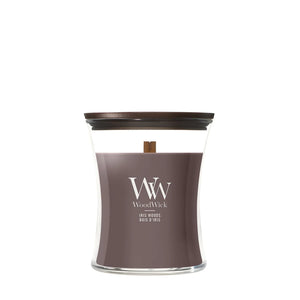 WoodWick Geurkaars Medium Iris Woods - 11 cm / ø 10 cm - Geurkaars in Glas - Houten Lont