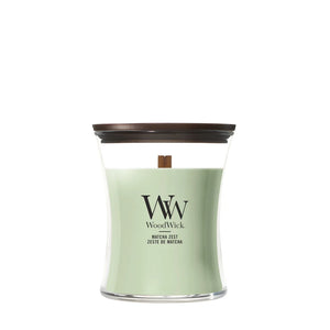 WoodWick Geurkaars Medium Matcha Zest - 11 cm / ø 10 cm - Geurkaars in Glas - Houten Lont