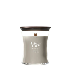 WoodWick Geurkaars Medium Wood Smoke - 11 cm / ø 10 cm - Geurkaars in Glas - Houten Lont