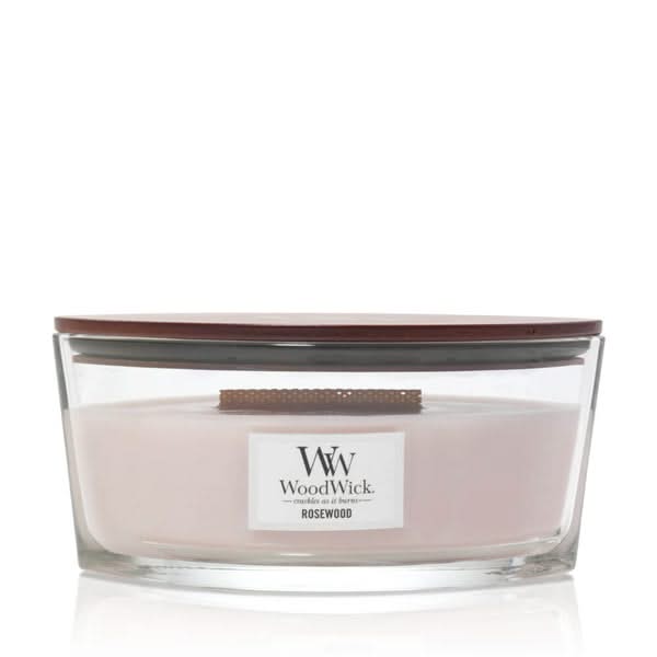 WoodWick Geurkaars Ellipse Rosewood - 9 cm / 19 cm - Geurkaars in Glas - Houten Lont