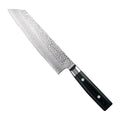 Yaxell Kiritsukemes Zen 20 cm 37 laags damaststaal met canvas Micarta heft, vrijstaand op witte achtergrond