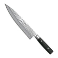 Yaxell Koksmes Zen 24 cm 37 laags damaststaal met canvas Micarta heft, vrijstaand op witte achtergrond
