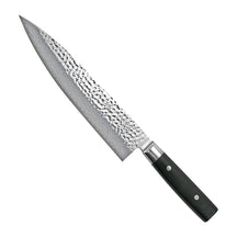 Yaxell Koksmes Zen 24 cm 37 laags damaststaal met canvas Micarta heft, vrijstaand op witte achtergrond